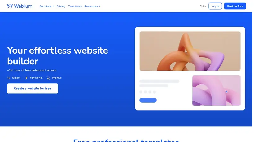 Weblium homepage screenshot