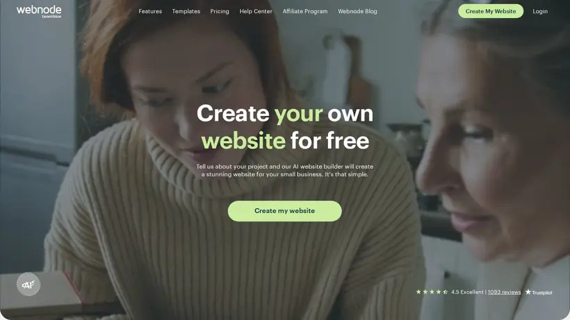 WebNode.in homepage screenshot