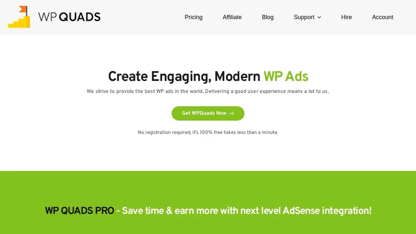 WP Quads homepage screenshot