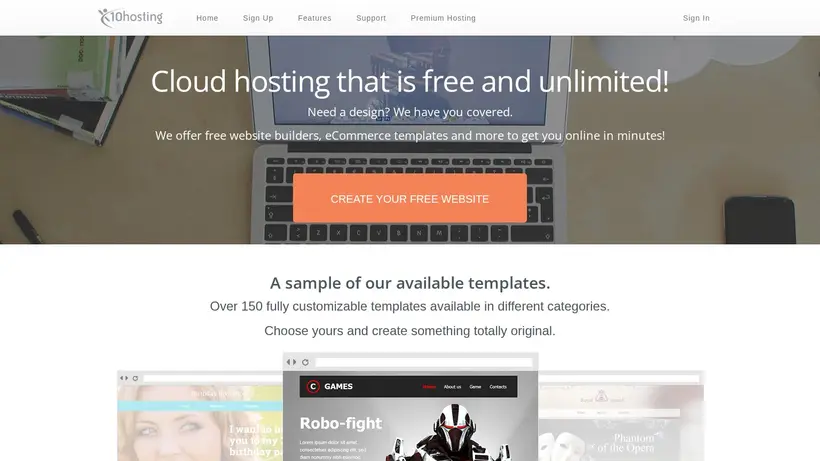X10Hosting homepage screenshot