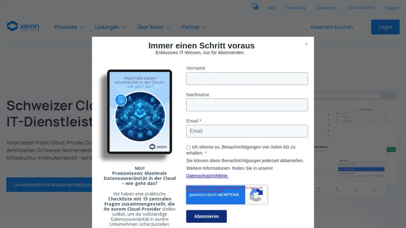 Xelon homepage screenshot