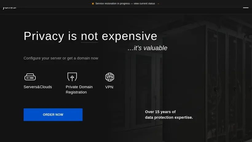 Yo Host homepage screenshot