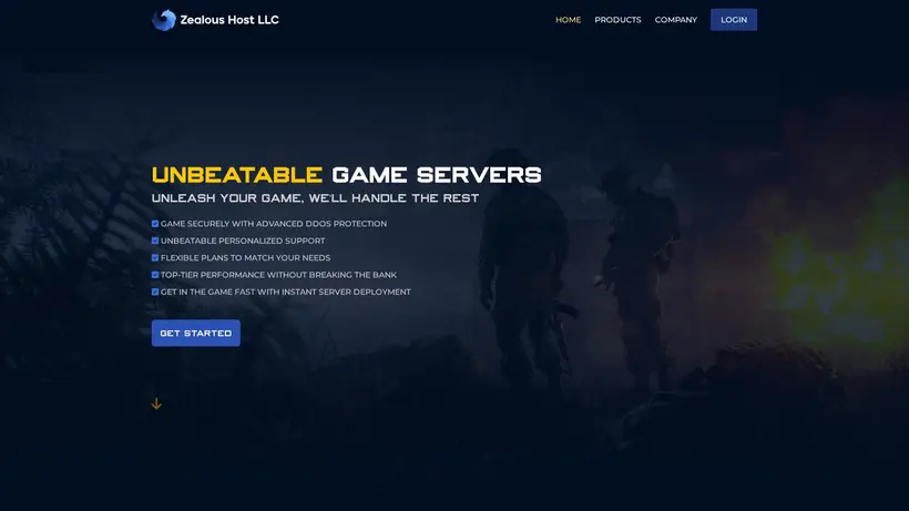 Zealous Host homepage screenshot