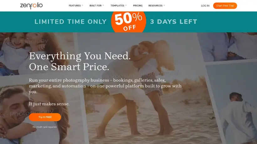 Zenfolio homepage screenshot