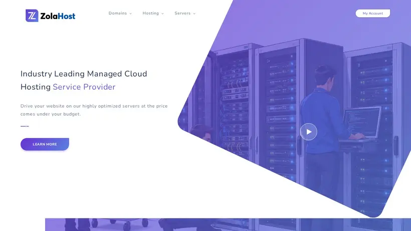 Zola Host homepage screenshot