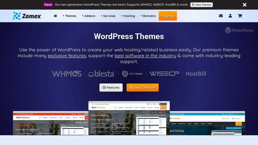 Zomex homepage screenshot