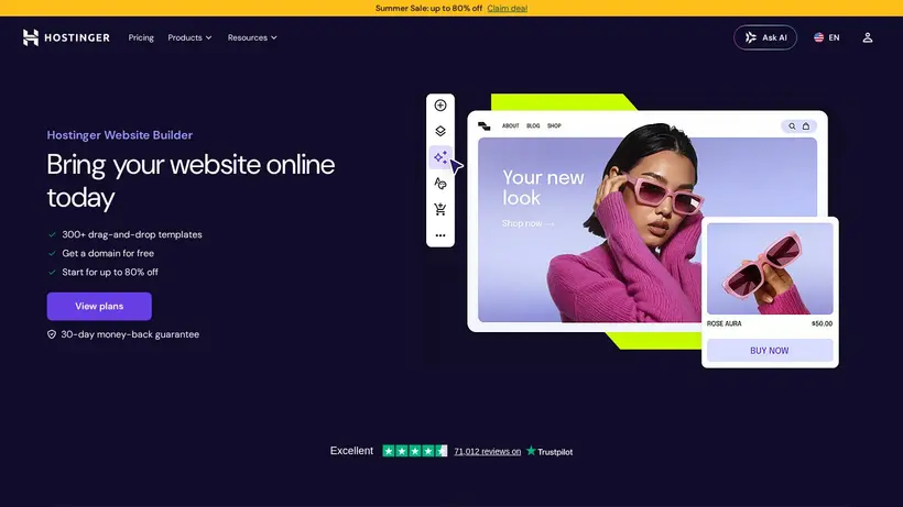 Zyro Website Builder homepage screenshot