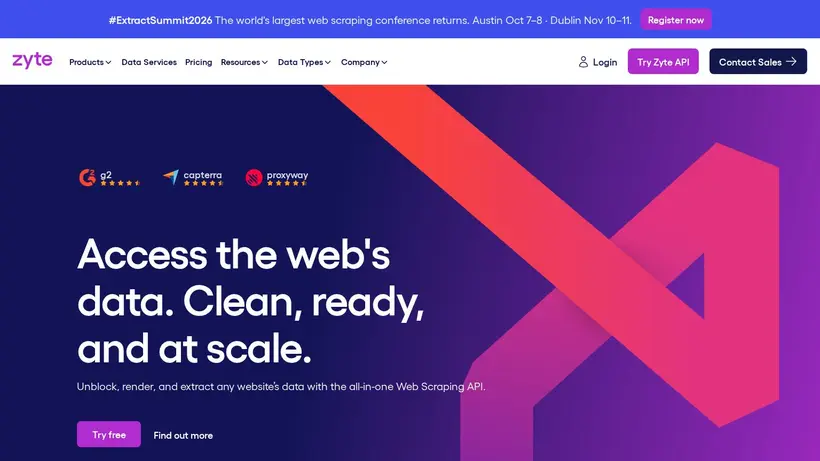 Zyte homepage screenshot